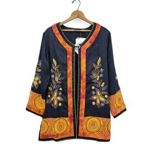 New Shopping with Anthony Open Jacket Womens Small Black Floral Embroidered